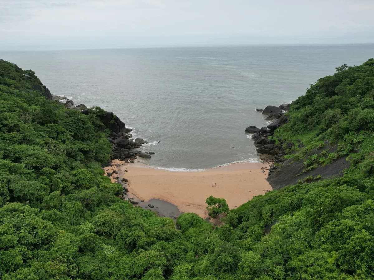 Aerial view of Butterfly Beach, South Goa