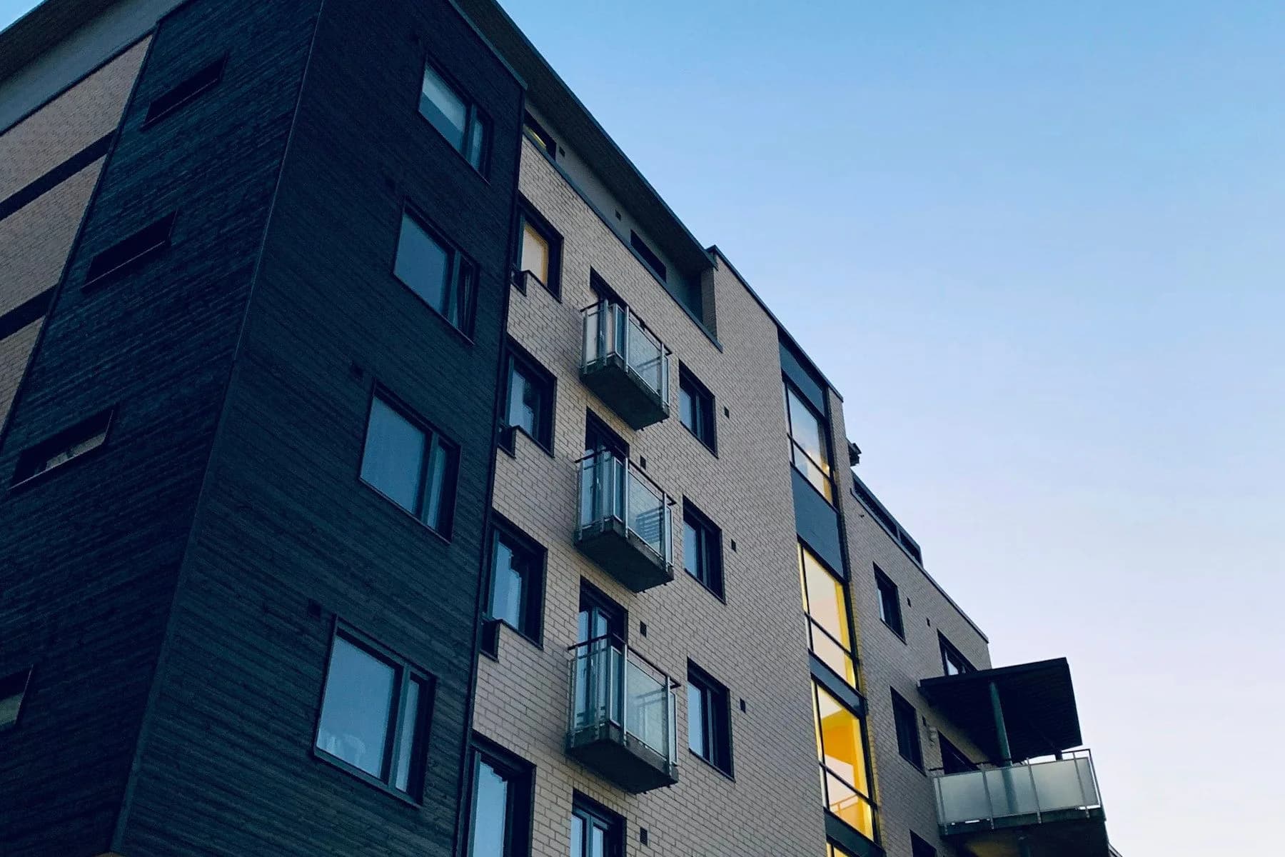 Residential towers at dusk