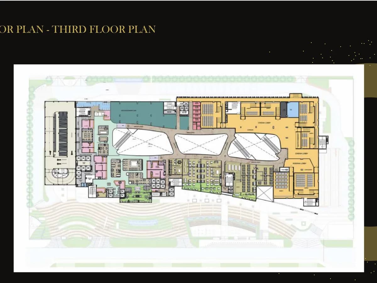 Boulevard Walk mall third floor plan showing retail units and anchor plates around the atrium voids with escalators and service cores.